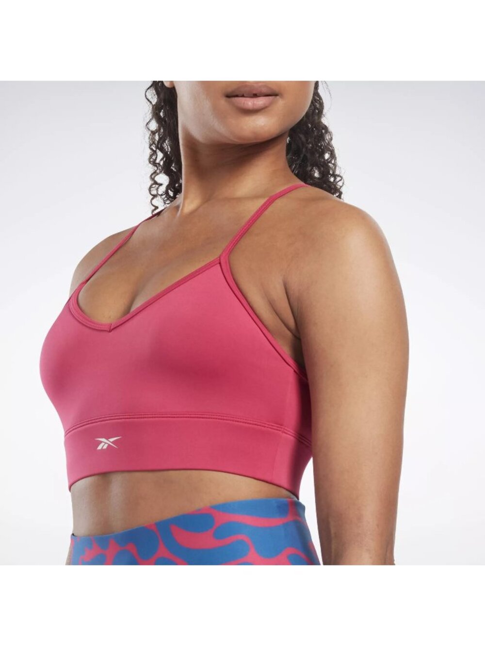 Reebok Womens Workout Ready Sports Bra Soft V-Neck Breathable Pink Size M NWT